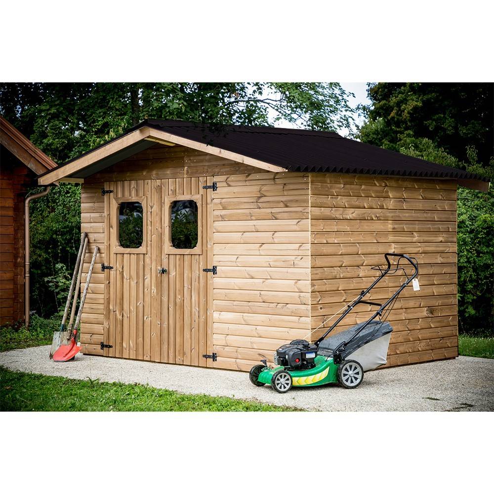 Habrita - Abri THERMA en bois massif - 10,33 m² - sans plancher - toit double pente Habrita - Image 1