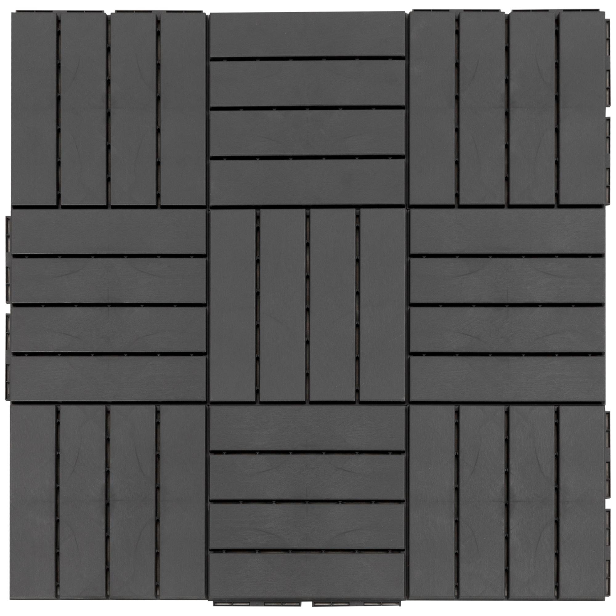 ComfortXL - Dalles de terrasse en polypropylène recyclé 30 x 30 cm noir lot de 9 clipsables pour balcon avec drainage - Image 2