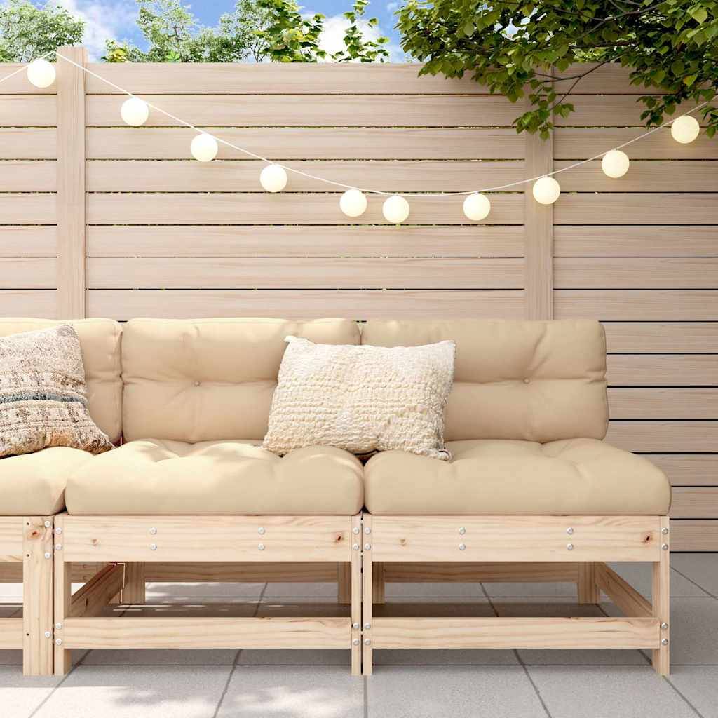 Lot de 2 Canapés centraux en pin massif brut avec coussins beiges pour créer un salon de jardin sur mesure en extérieur – ComfortXL Outdoor Living - Image 1