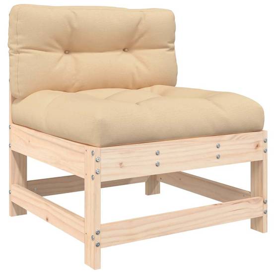 Lot de 2 Canapés centraux en pin massif brut avec coussins beiges pour créer un salon de jardin sur mesure en extérieur – ComfortXL Outdoor Living - Image 4