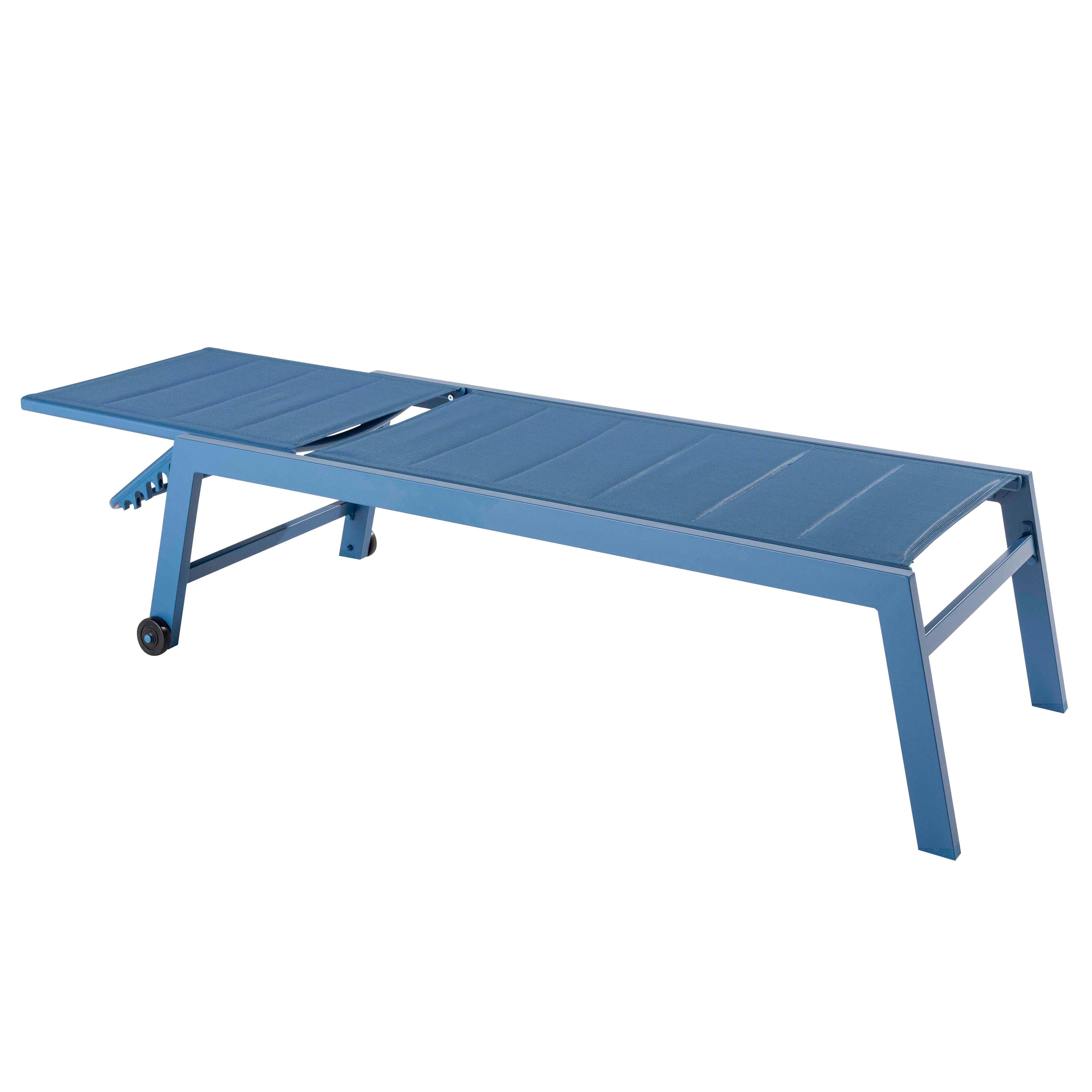 Oviala - Lot de 2 bains de soleil en aluminium et textilène bleu pacifique Nouméa - Oviala - Image 4