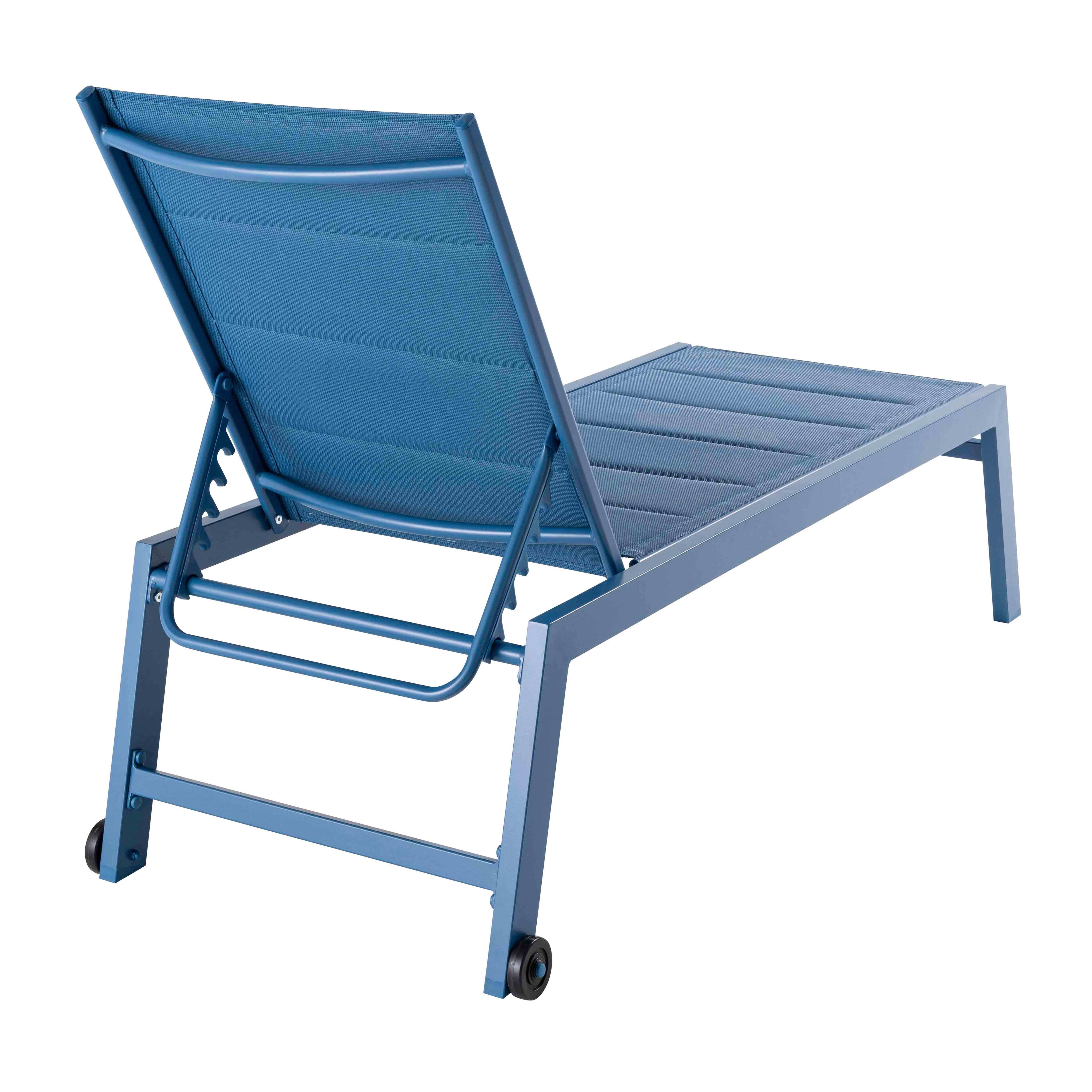 Oviala - Lot de 2 bains de soleil en aluminium et textilène bleu pacifique Nouméa - Oviala - Image 6