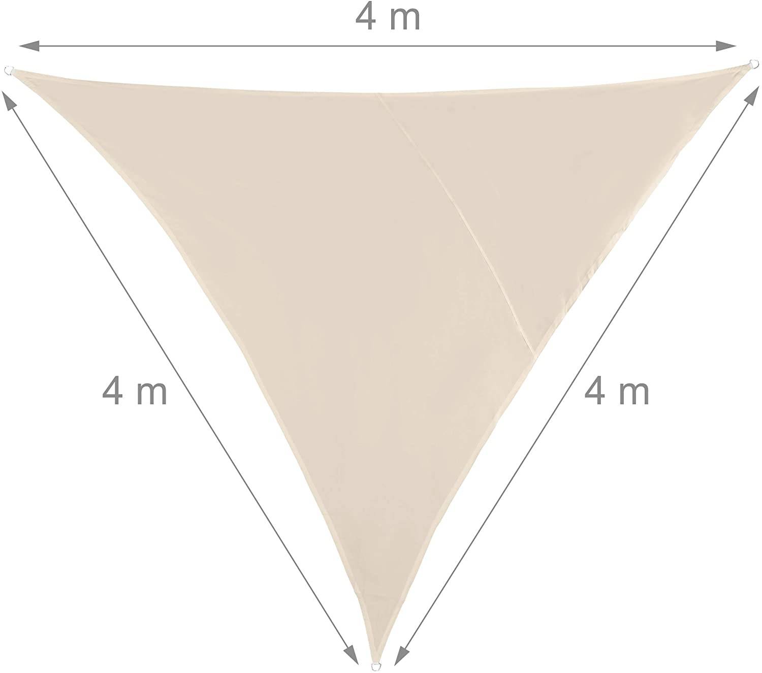 Helloshop26 - Voile d'ombrage triangle 4 x 4 x 4 m beige - Image 2