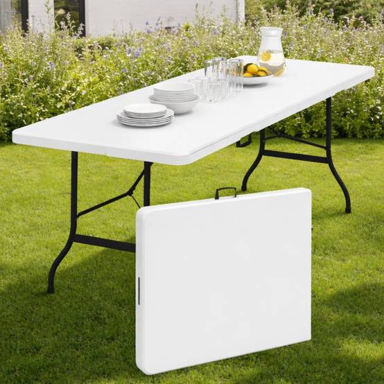 Table pliante d'appoint portable 180 cm pour camping ou réception - Image 1