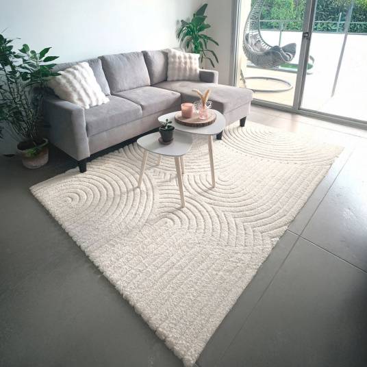 Decoweb - Tapis de salon en relief - Circle - Courbe crème - 120 x 170 cm - Decoweb - Image 2