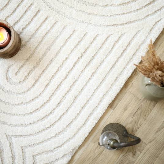 Decoweb - Tapis de salon en relief - Circle - Courbe crème - 120 x 170 cm - Decoweb - Image 4