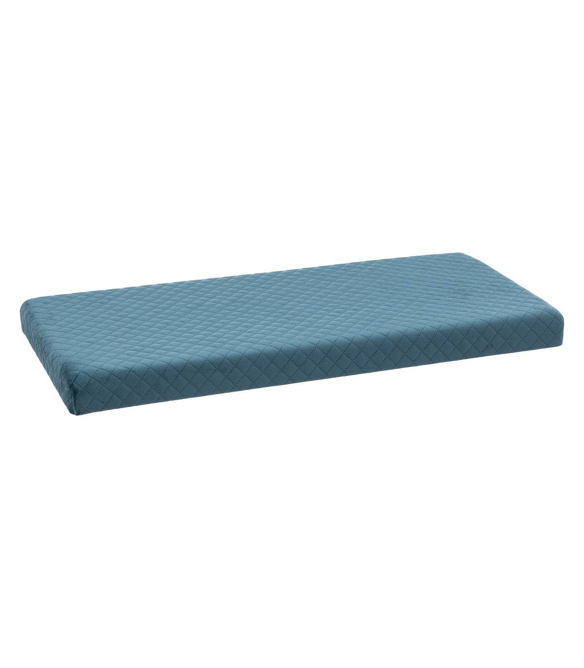 2 en 1 Pouf pliant double et Coffre de rangement en Velours Bleu 76 x 38 cm - Image 3