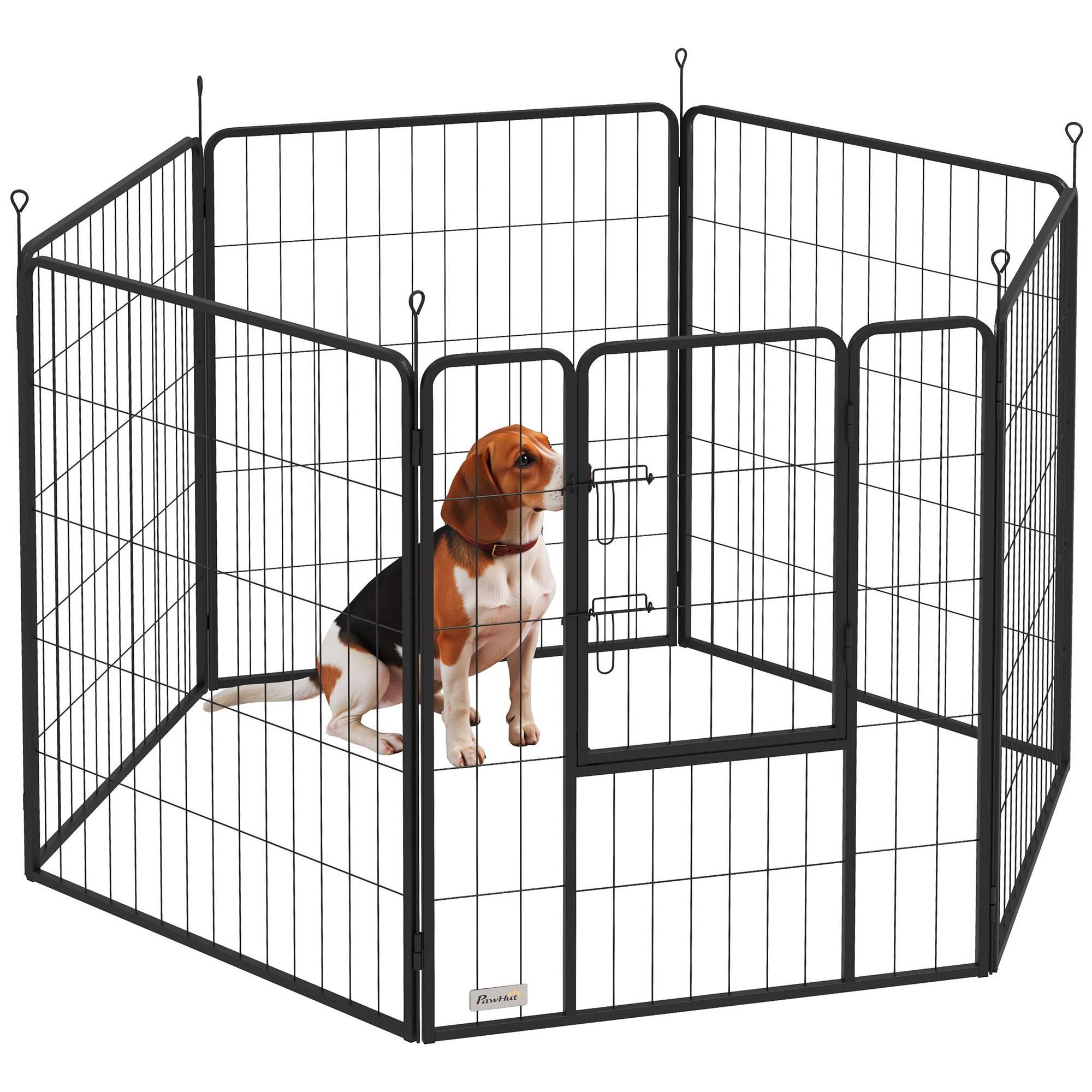 Parc pour chien, enclos chien 6 panneaux modulable et pliable, portable en acier avec porte 80 x 100 gris - Image 1