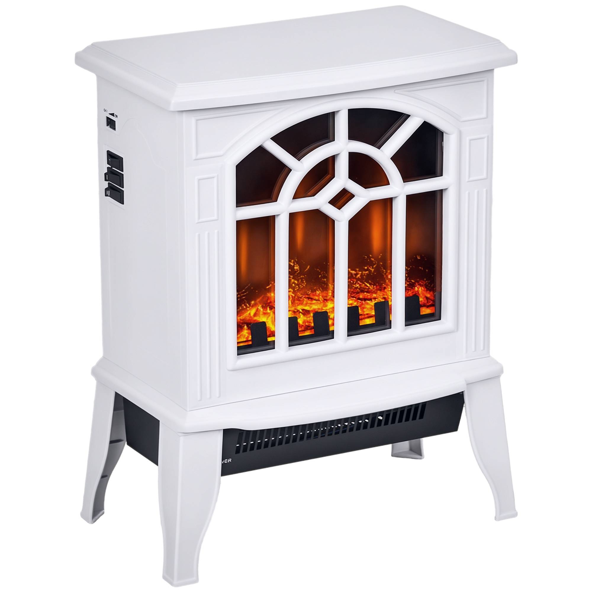 Cheminée décorative 1000W/2000W température réglable flammes LED 15-20 m² 36,5x24x46 cm blanc - Image 1
