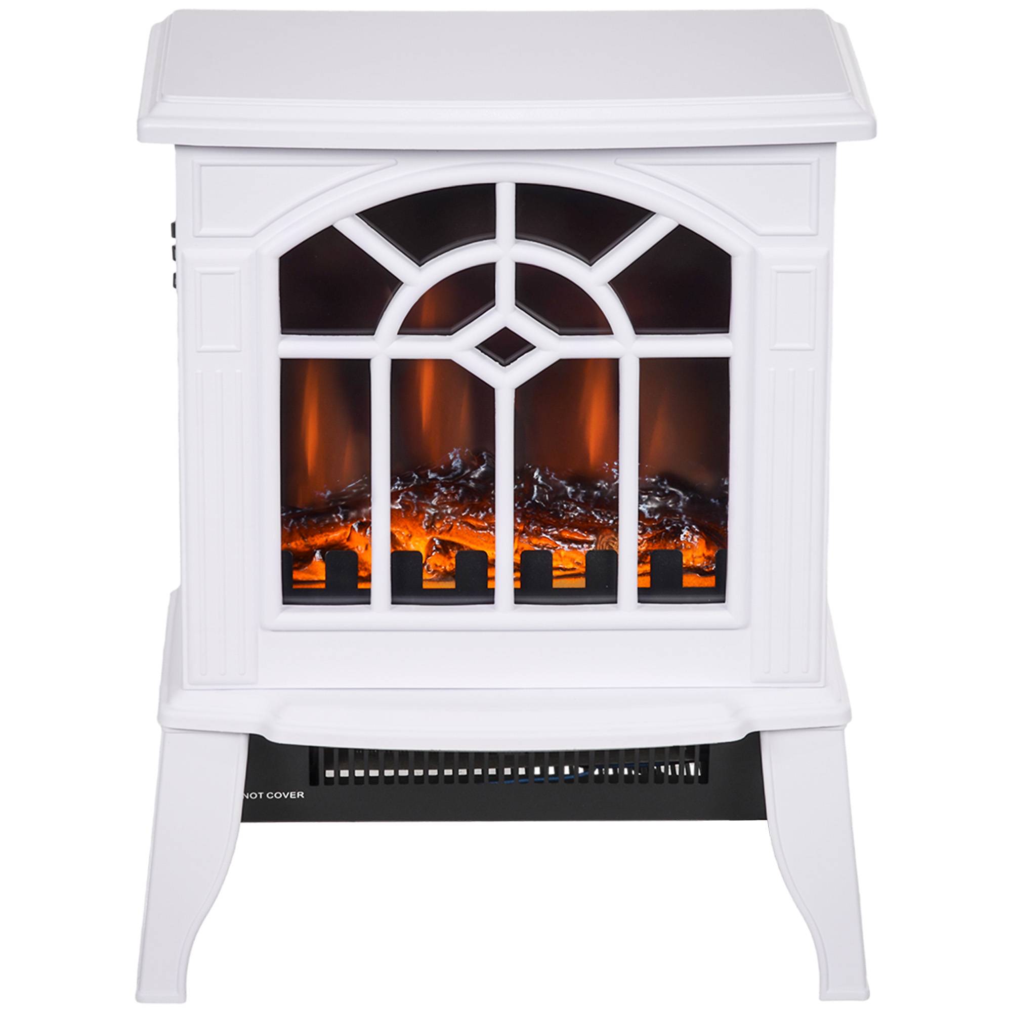 Cheminée décorative 1000W/2000W température réglable flammes LED 15-20 m² 36,5x24x46 cm blanc - Image 2