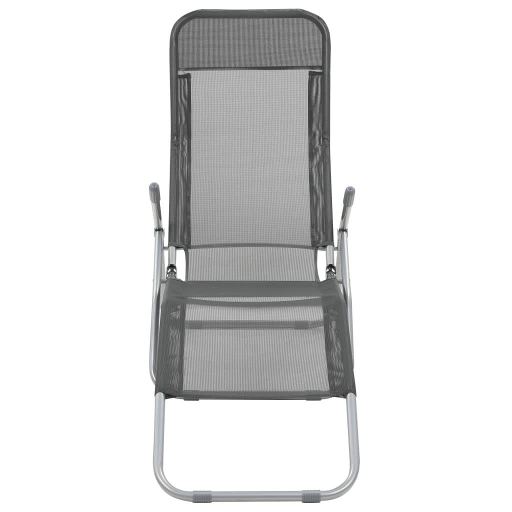 Helloshop26 - Chaises longues transat pliables 2 pices textilène anthracite - Image 3