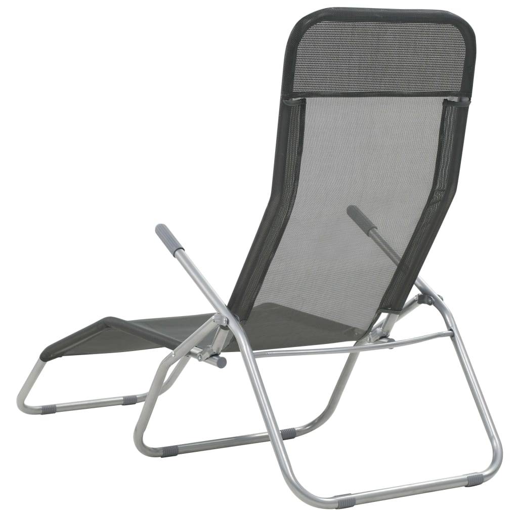 Helloshop26 - Chaises longues transat pliables 2 pices textilène anthracite - Image 4