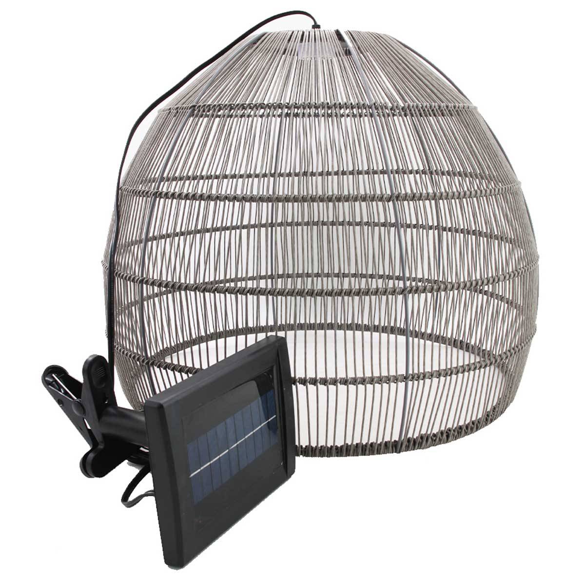 Lumisky - Suspension solaire naturel MAIDO Gris Poly rotin H42cm - Image 1