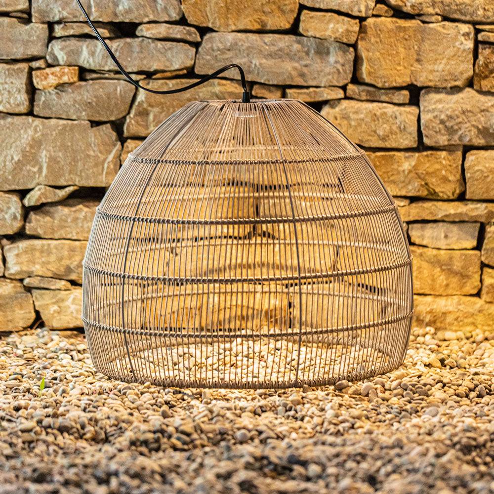Lumisky - Suspension solaire naturel MAIDO Gris Poly rotin H42cm - Image 3