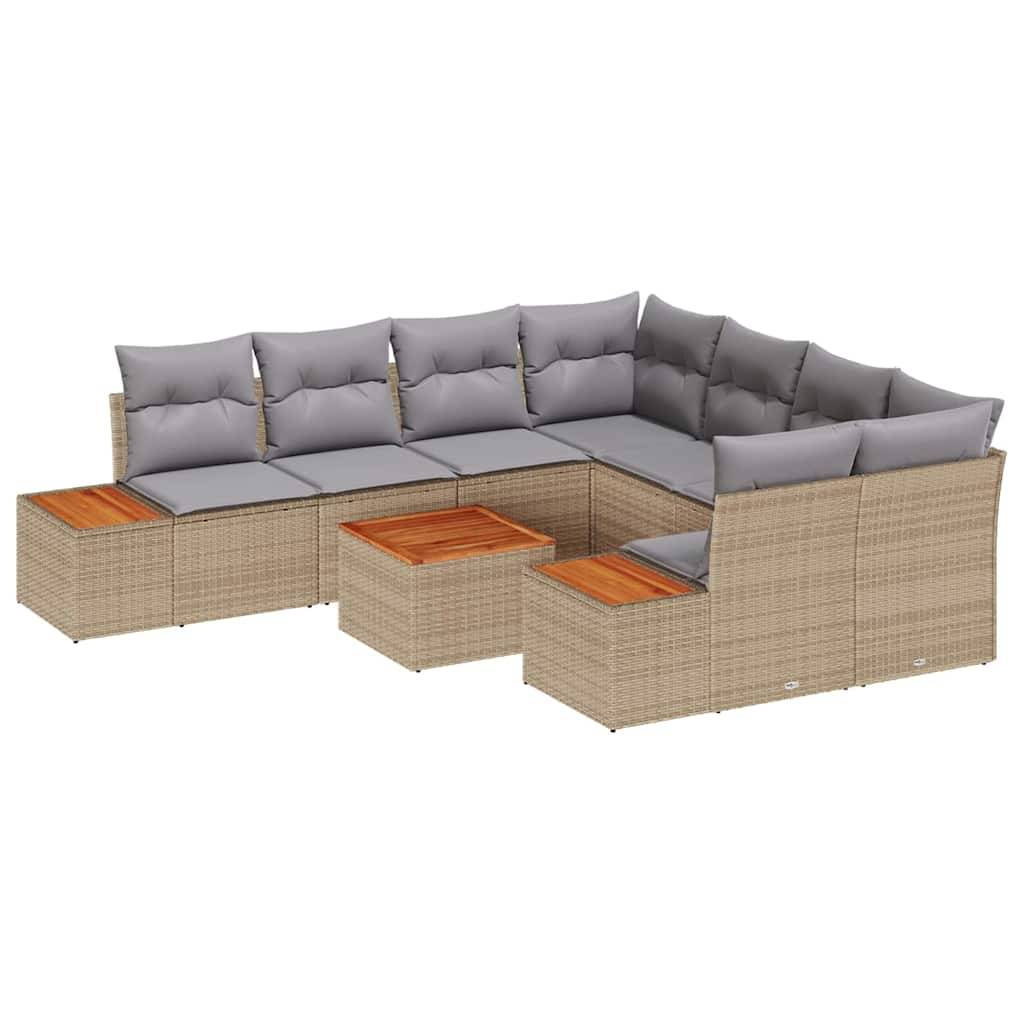 ComfortXL - Ensemble salon de jardin 8 places 9 pièces en résine tressée et bois d'acacia Beige – ComfortXL Outdoor Living - Image 2