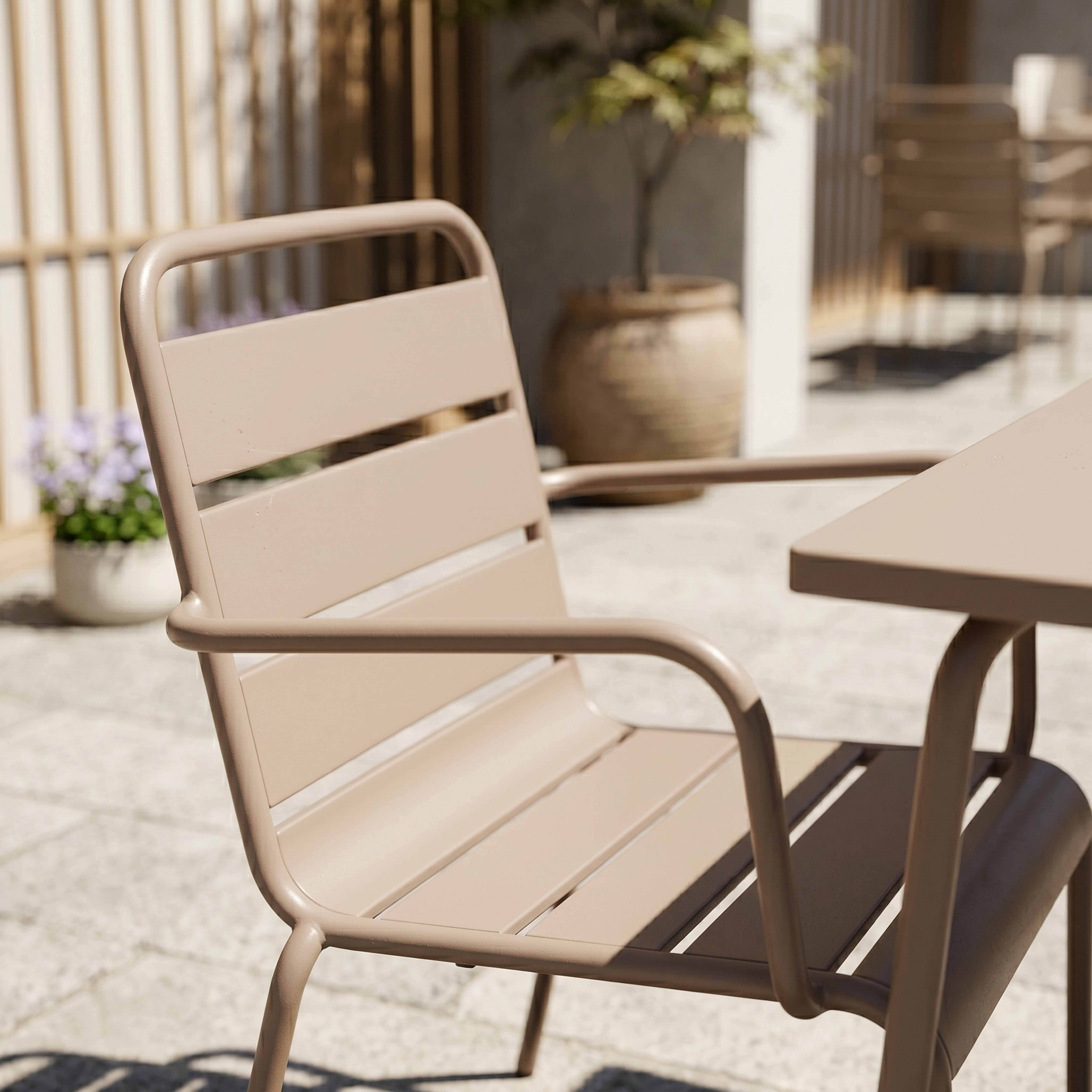 Oviala - Ensemble table de jardin bistrot et 2 fauteuils acier taupe Palavas - Oviala - Image 5