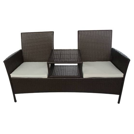 Canapé de jardin résine tressée marron 152 x 62 x 85 cm - PANGIVO - Image 2