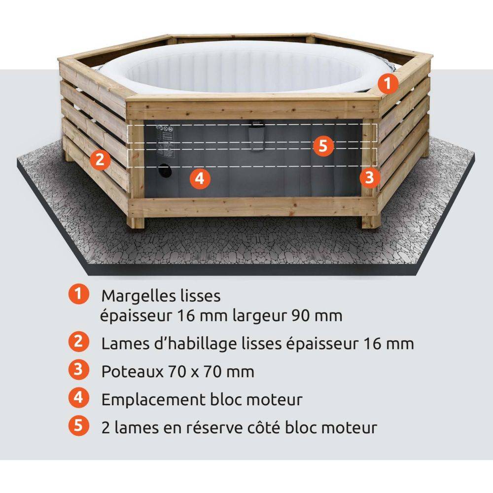 DecorSpa - Habillage DECORSPA gonflable rond et carrée bois traité 8 pers. - Image 4