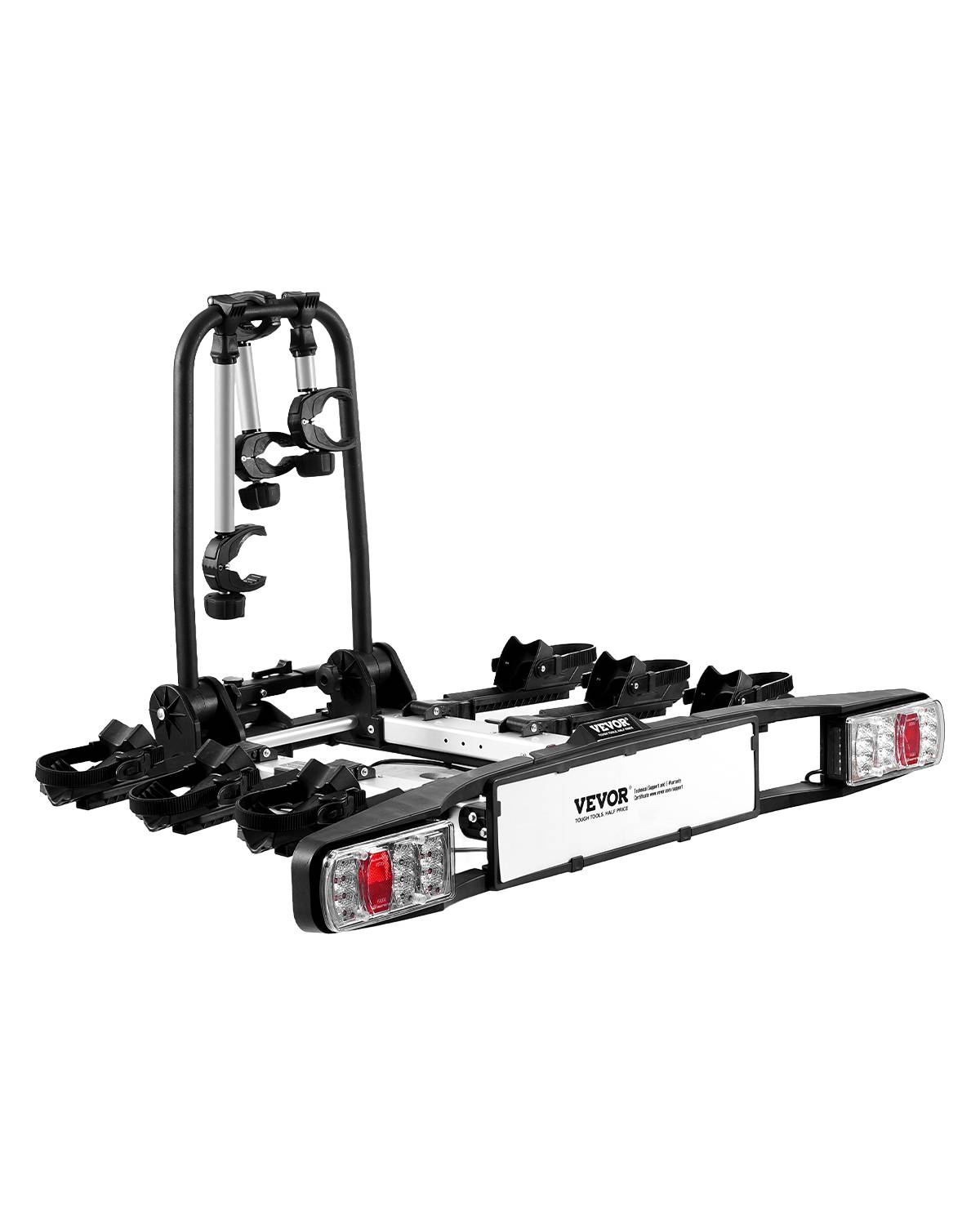 VEVOR Porte-vélos attelage, charge 65 kg (3 vélos). Pliable, verrouillable, feu arrière.