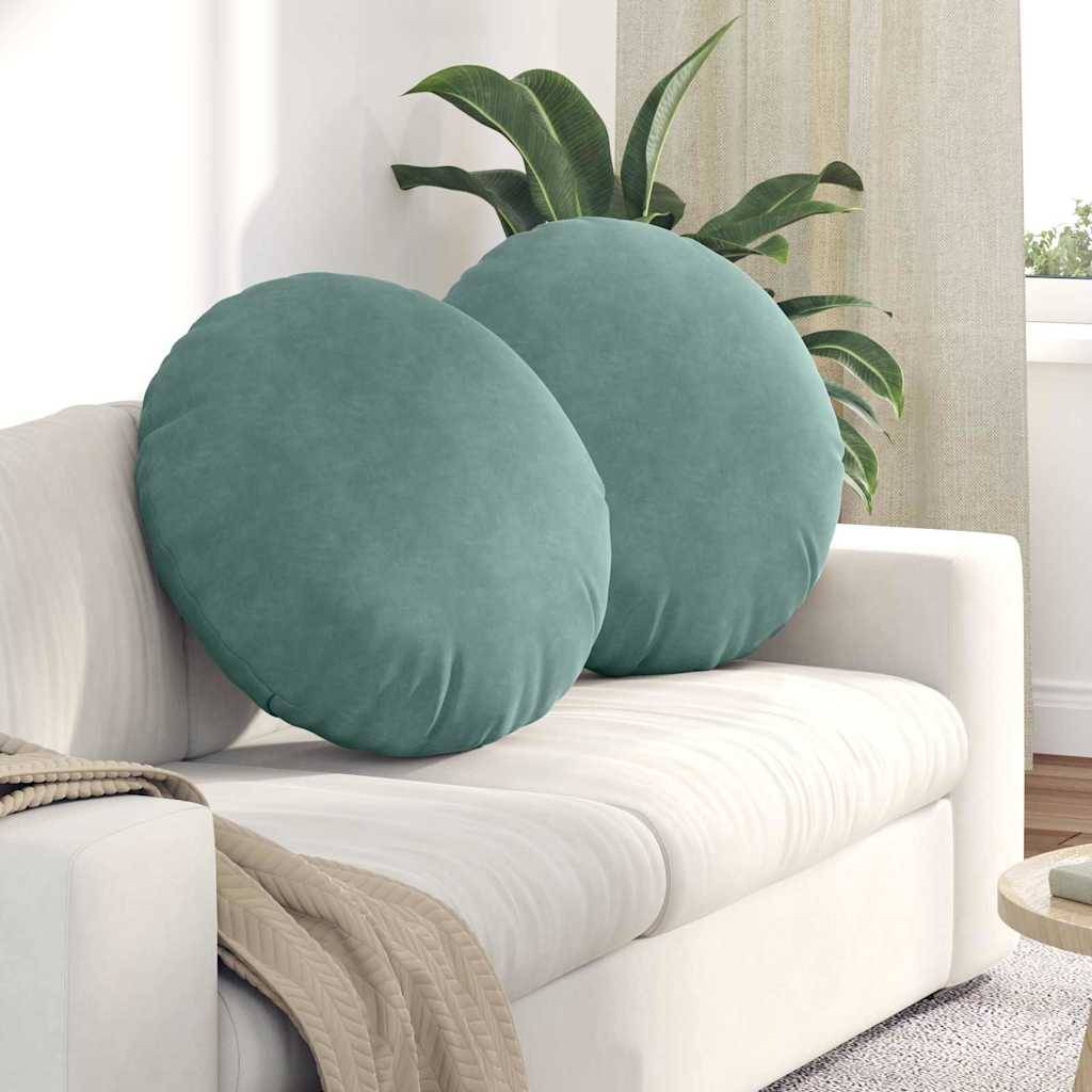 Coussins de siège 2 pcs Vert Mer Ø 40 x 13 cm Velours Maison Chic - Image 2