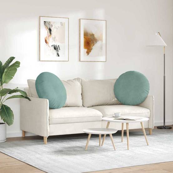 Coussins de siège 2 pcs Vert Mer Ø 40 x 13 cm Velours Maison Chic - Image 4