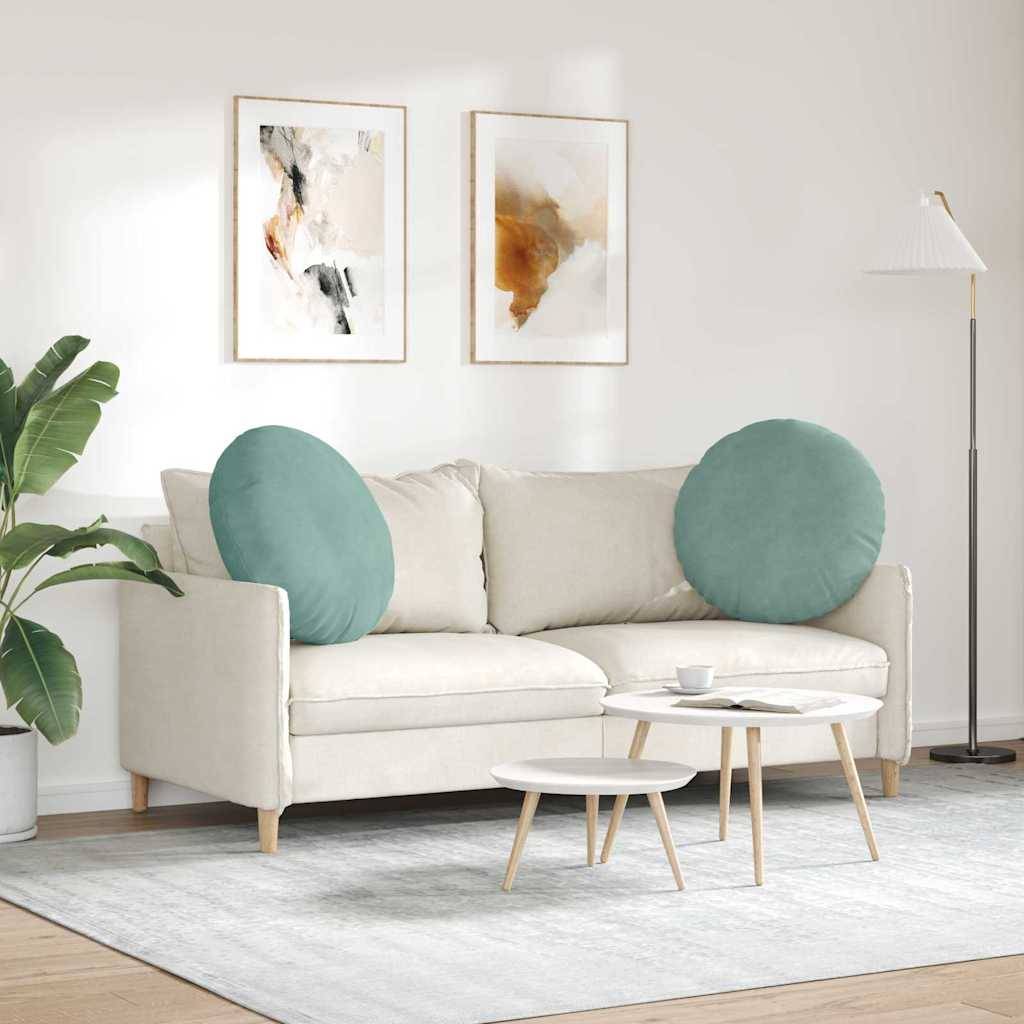 Coussins de siège 2 pcs Vert Mer Ø 40 x 13 cm Velours Maison Chic - Image 4