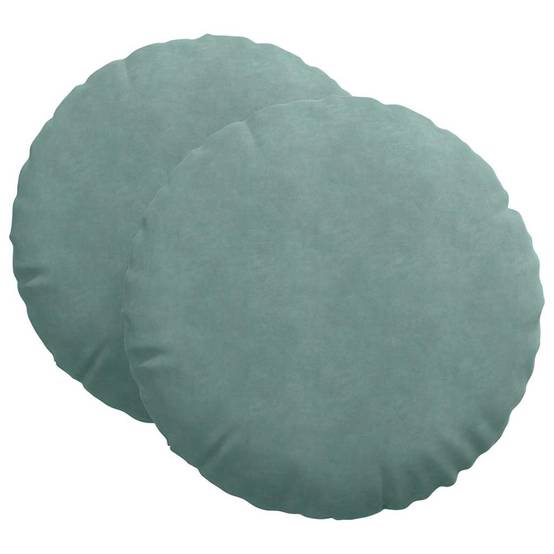 Coussins de siège 2 pcs Vert Mer Ø 40 x 13 cm Velours Maison Chic - Image 1