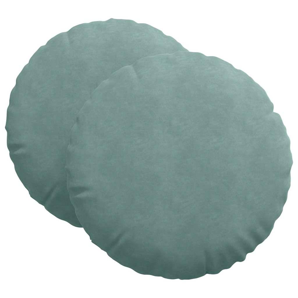 Coussins de siège 2 pcs Vert Mer Ø 40 x 13 cm Velours Maison Chic - Image 1