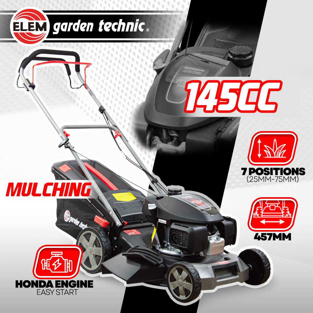 Elem Garden Technic - Tondeuse thermique tractée 145CC avec moteur Honda, mulching et éjection latérale - Image 2