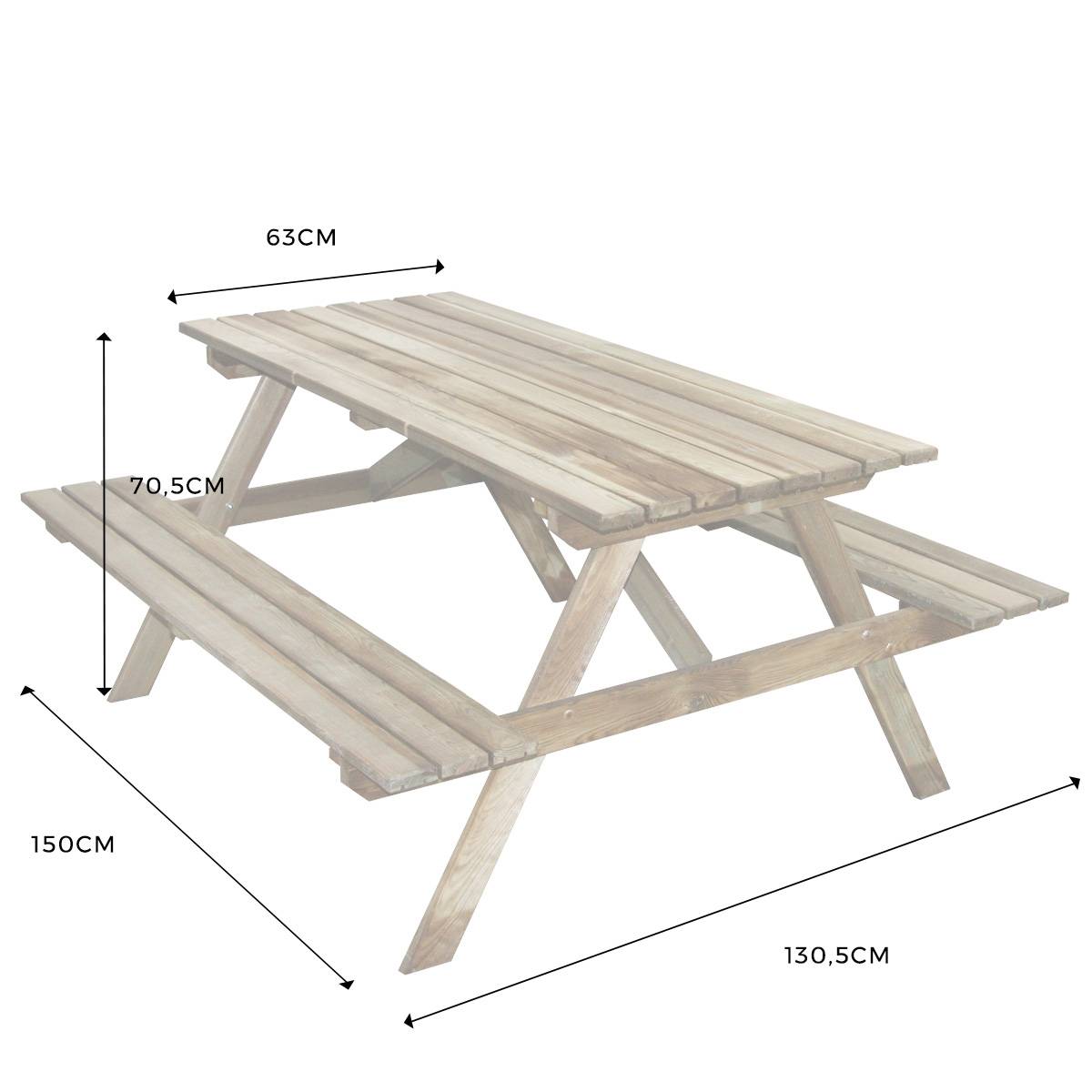 Table pique-nique en bois 4 places Marly - Cémonjardin - Image 4
