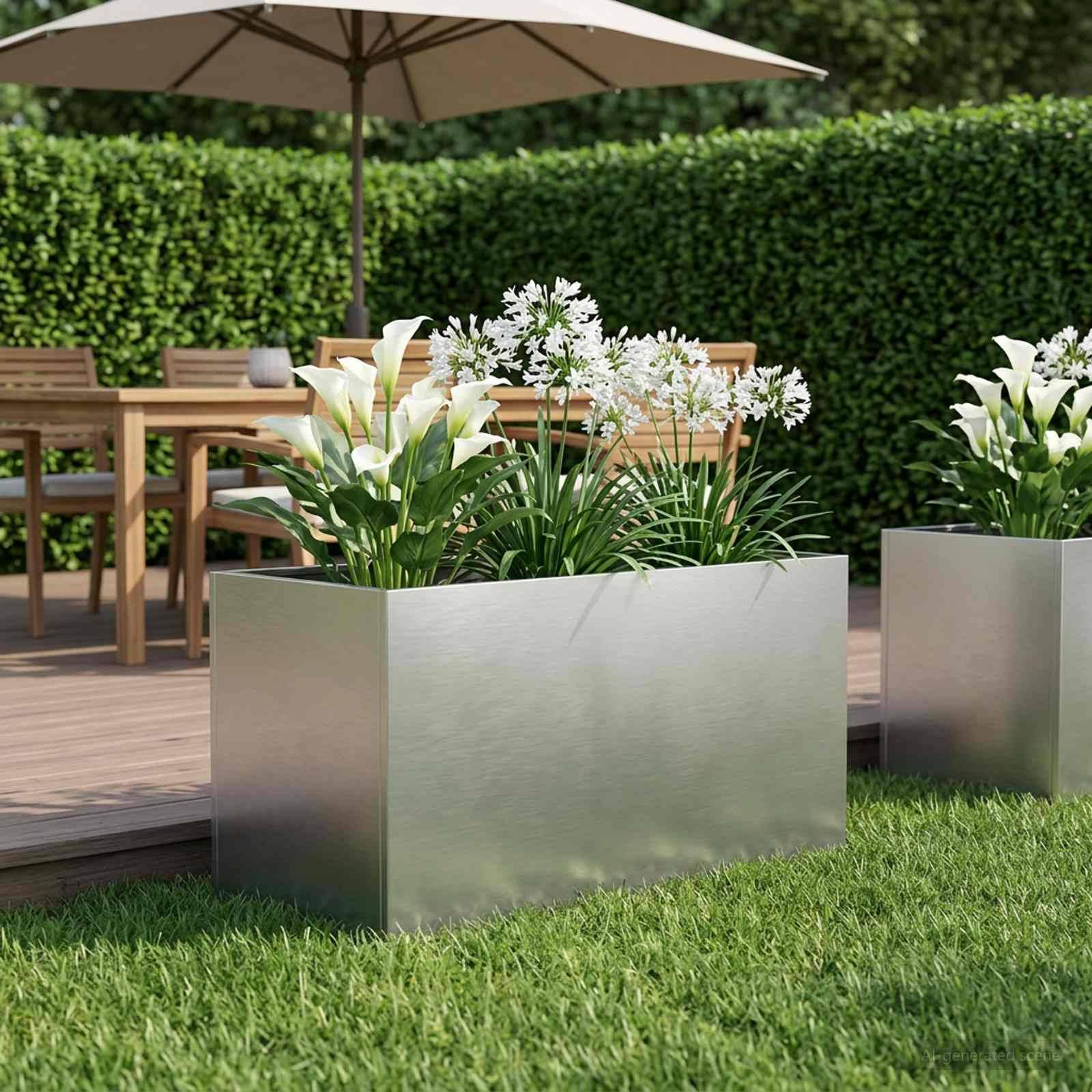 Vidaxl - Cache-pot de jardin Argenté 100 x 50 x 50 cm Acier inoxydable vidaXL 8005282 - Image 1