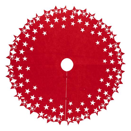 Déco de noël Tapis pour pied de Sapin en feutrine Rouge et Blanc D 100 cm - Image 1