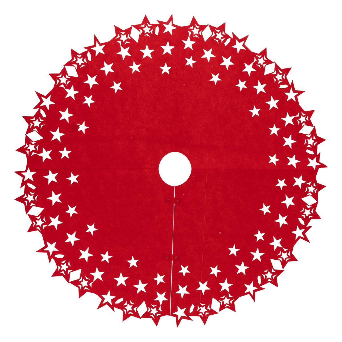 Déco de noël Tapis pour pied de Sapin en feutrine Rouge et Blanc D 100 cm - Image 1