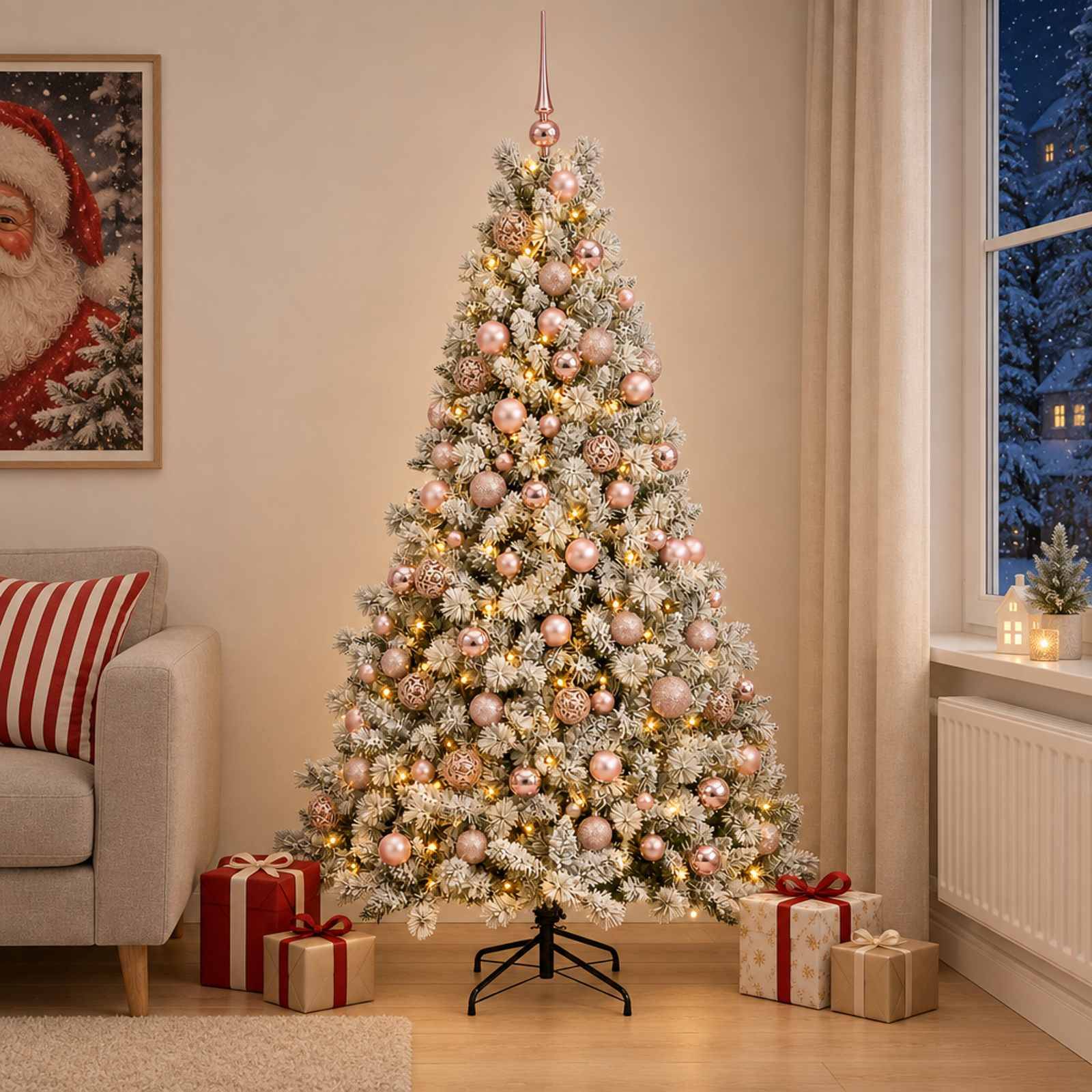 Vidaxl - Arbre de Noël Artificiel avec Boule 180 cm 300 LED Blanc chaud vidaXL 3466672 - Image 4
