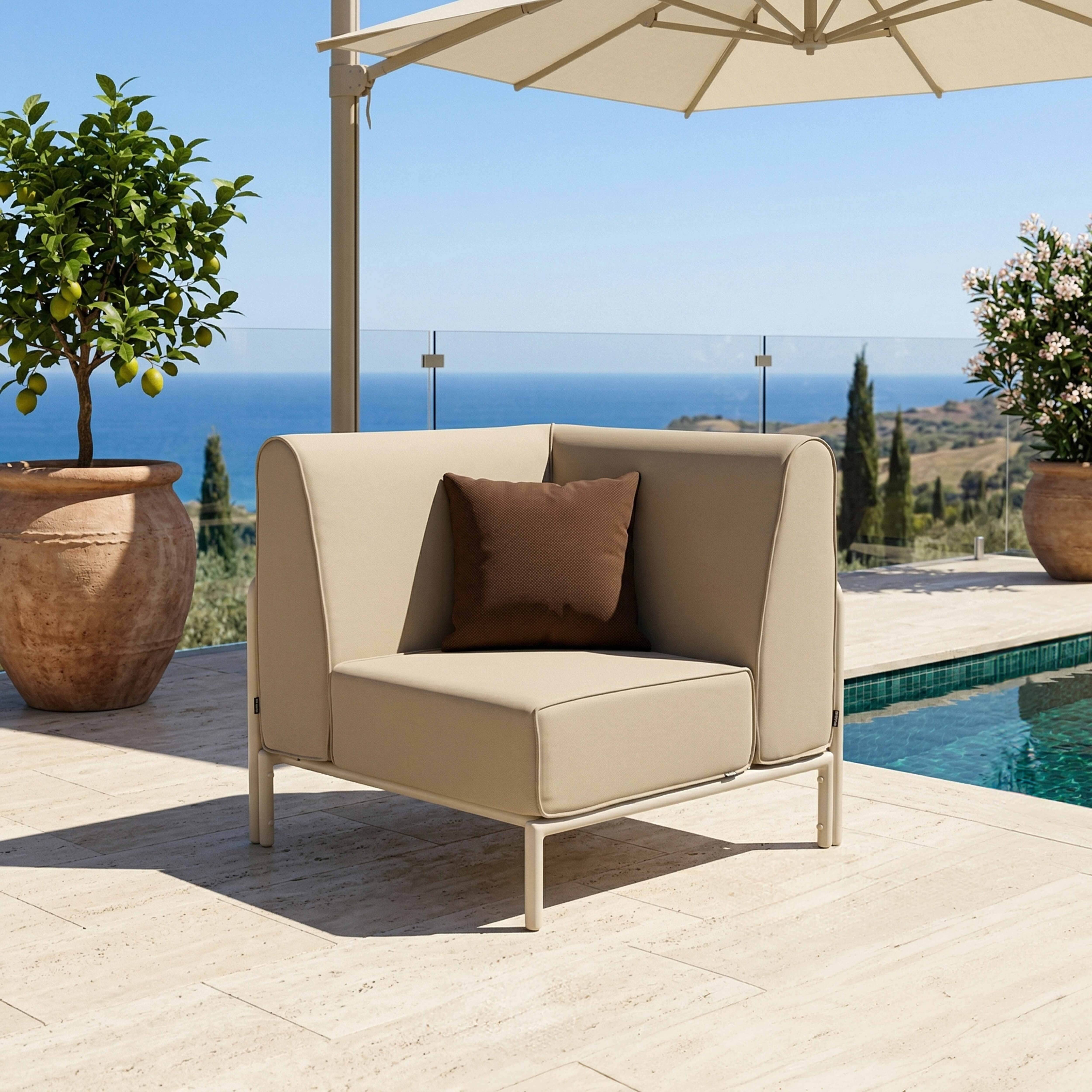 Oviala - Salon de jardin bas modulable uni 6 places beige Patio - Oviala - Image 6