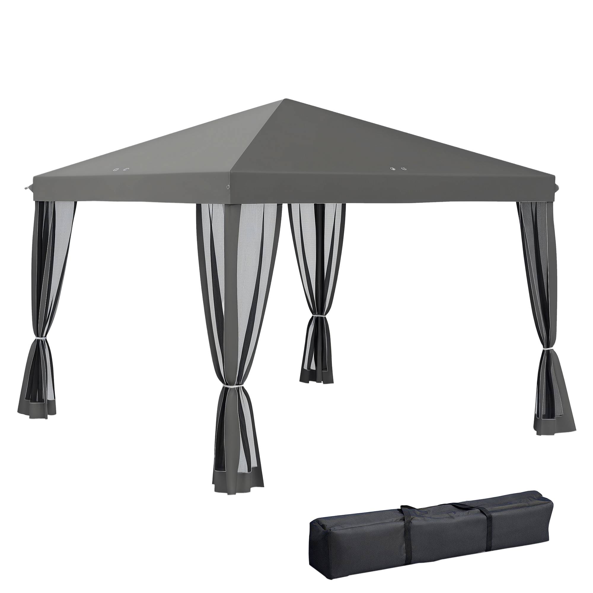 ComfortXL - Tonnelle pliante métal polyester pour jardin avec moustiquaire 3x3m gris clair - ComfortXL Outdoor Living - Image 1