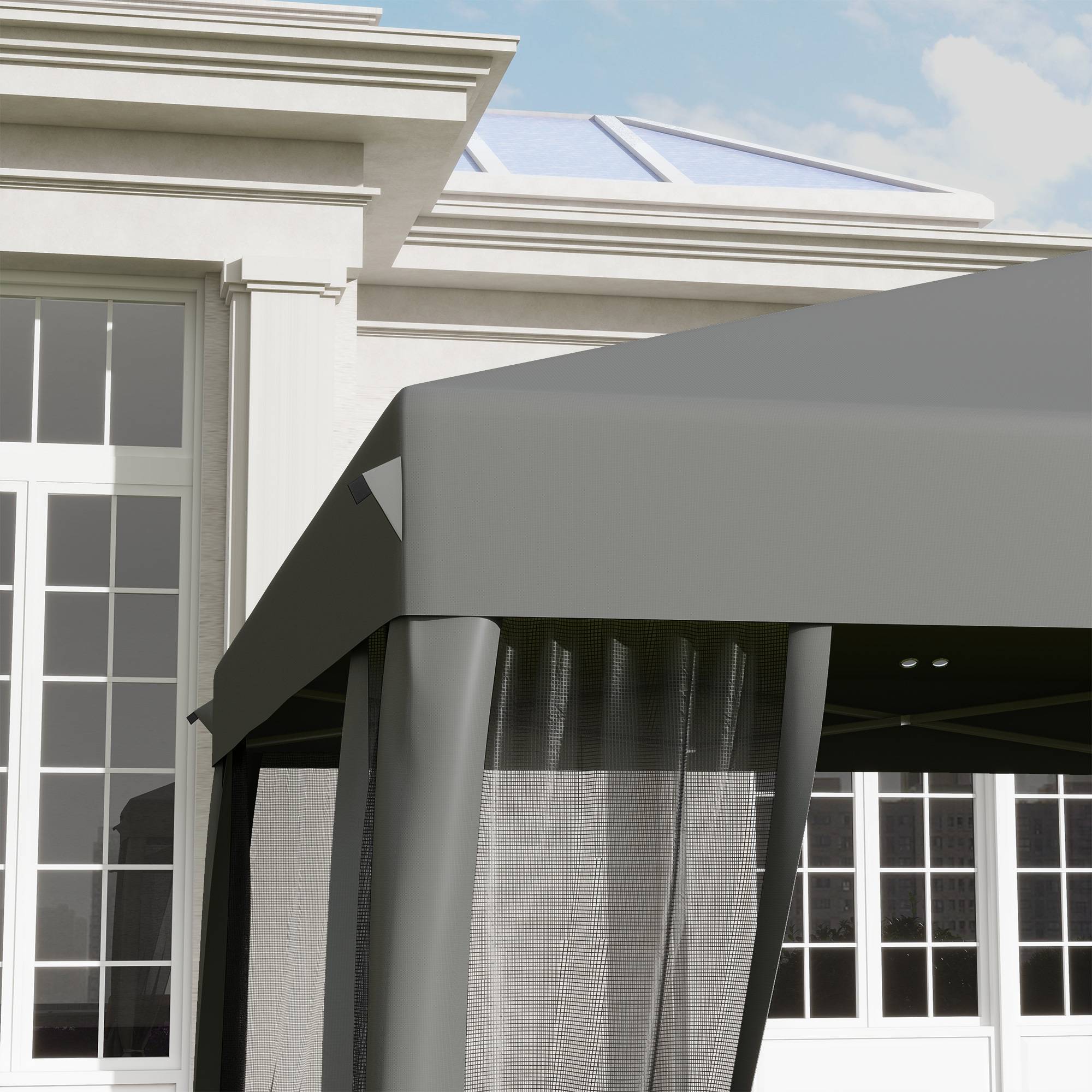 ComfortXL - Tonnelle pliante métal polyester pour jardin avec moustiquaire 3x3m gris clair - ComfortXL Outdoor Living - Image 10