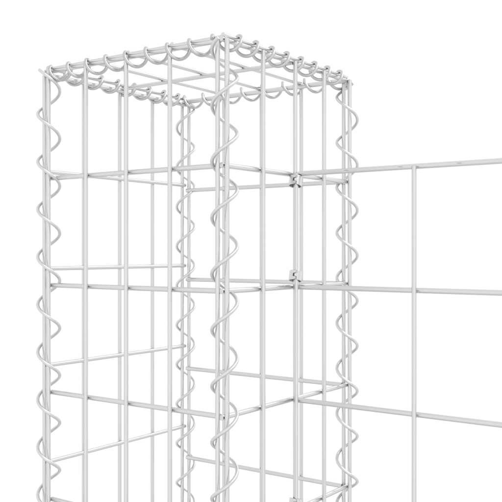 PANGIVO - Panier de gabion en fer argenté 140 x 20 x 100 cm avec 2 poteaux - PANGIVO - Image 5