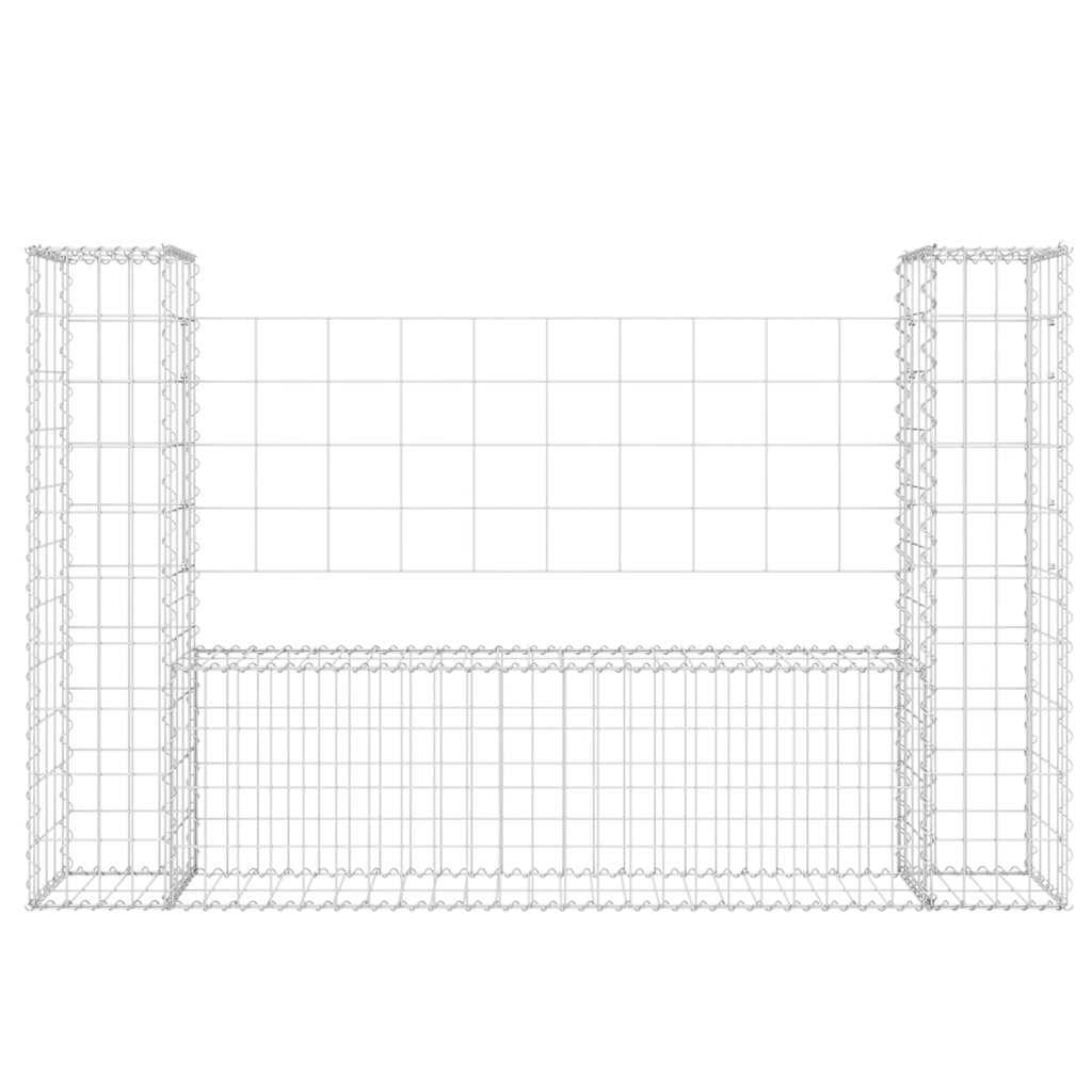 PANGIVO - Panier de gabion en fer argenté 140 x 20 x 100 cm avec 2 poteaux - PANGIVO - Image 3