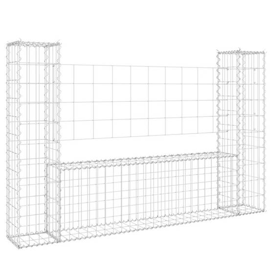 PANGIVO - Panier de gabion en fer argenté 140 x 20 x 100 cm avec 2 poteaux - PANGIVO - Image 2