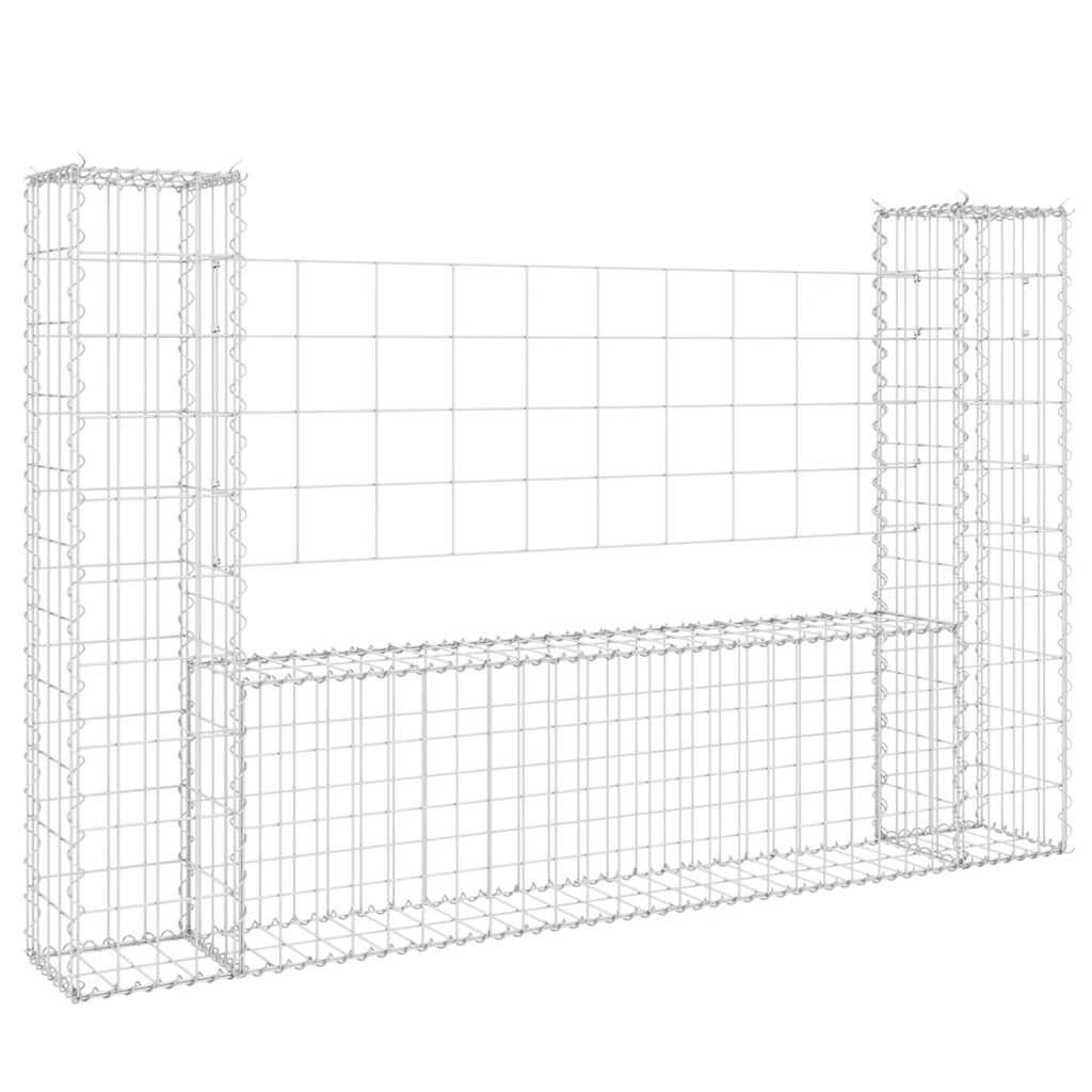 PANGIVO - Panier de gabion en fer argenté 140 x 20 x 100 cm avec 2 poteaux - PANGIVO - Image 2