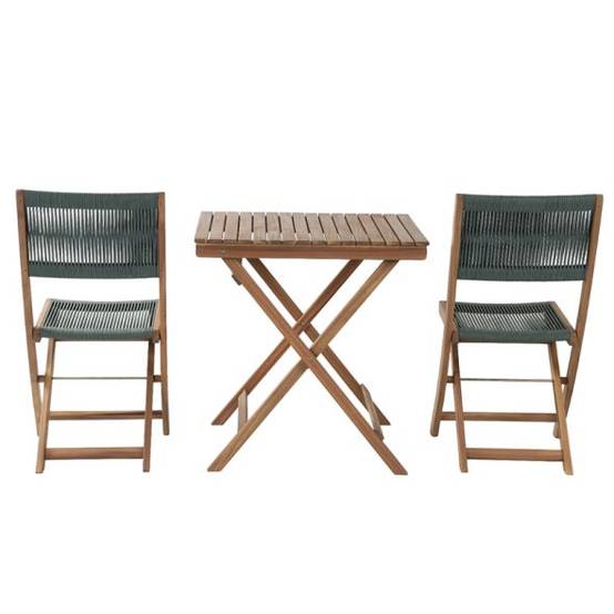 Ensemble repas BARI pliable 2 personnes bois et corde vert olive Beau Rivage - Image 8