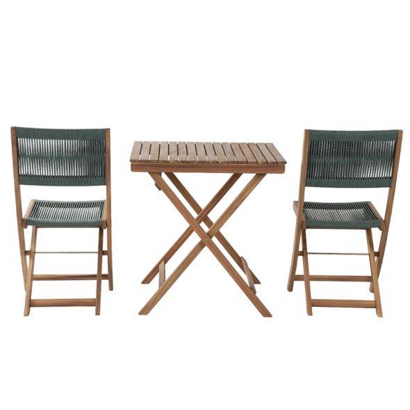 Ensemble repas BARI pliable 2 personnes bois et corde vert olive Beau Rivage - Image 8