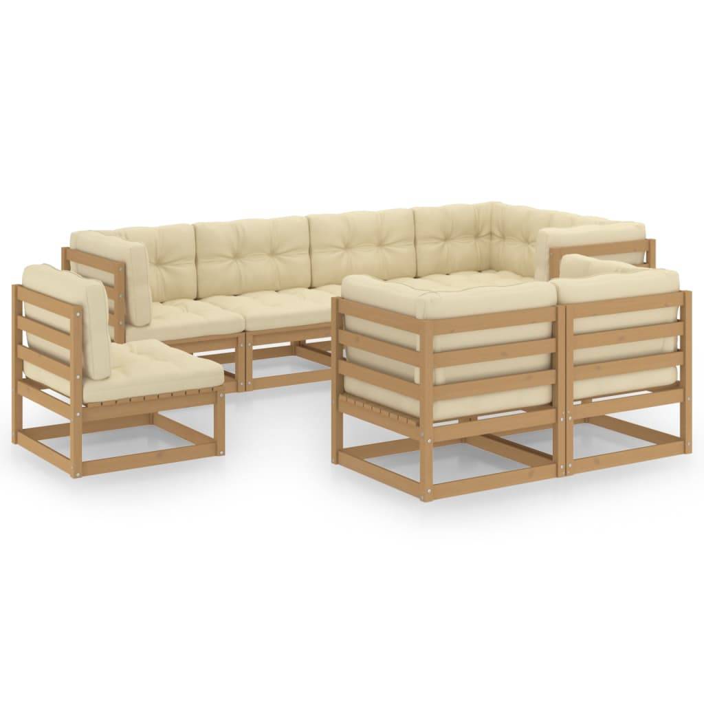 Helloshop26 - Salon de jardin meuble d'extérieur ensemble de mobilier 8 pièces avec coussins bois de pin massif - Image 1