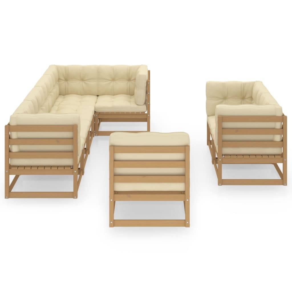 Helloshop26 - Salon de jardin meuble d'extérieur ensemble de mobilier 8 pièces avec coussins bois de pin massif - Image 2