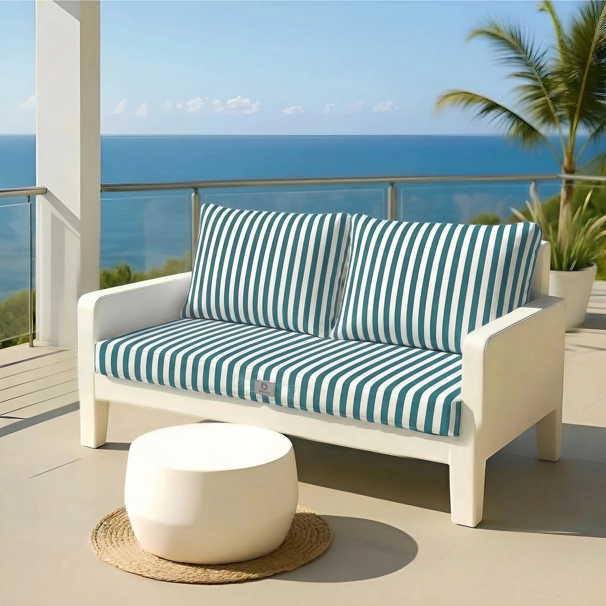 Coussins pour salon de jardin déhoussable 120x60cm Rayure vert - Déco arts - Image 2
