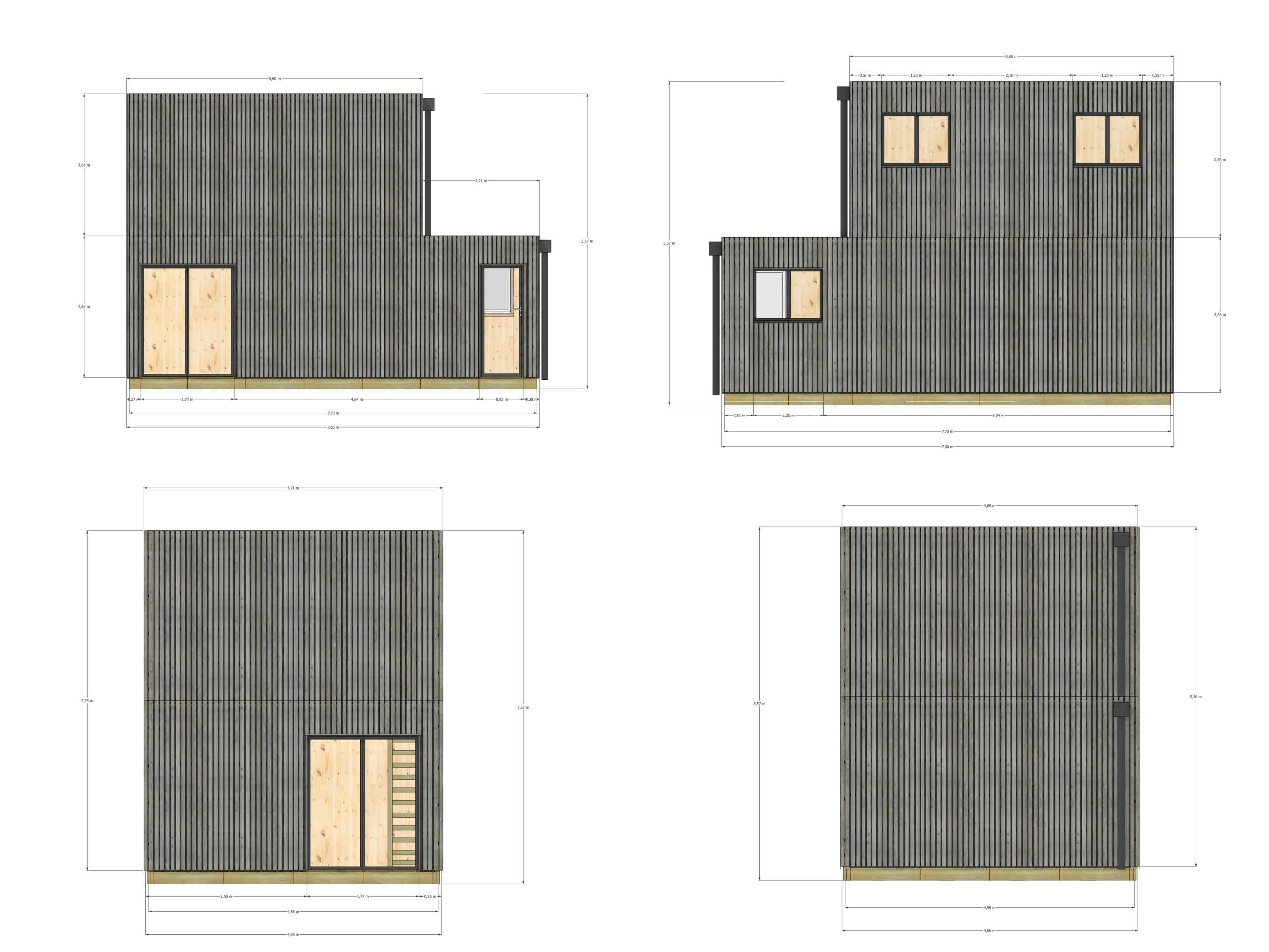 Studio de jardin RE2020 en bois 7,7 x 4,6 x 2,7 m / isolation RE2020 avec plancher isolé avec mezzanine et terrasse - Image 4