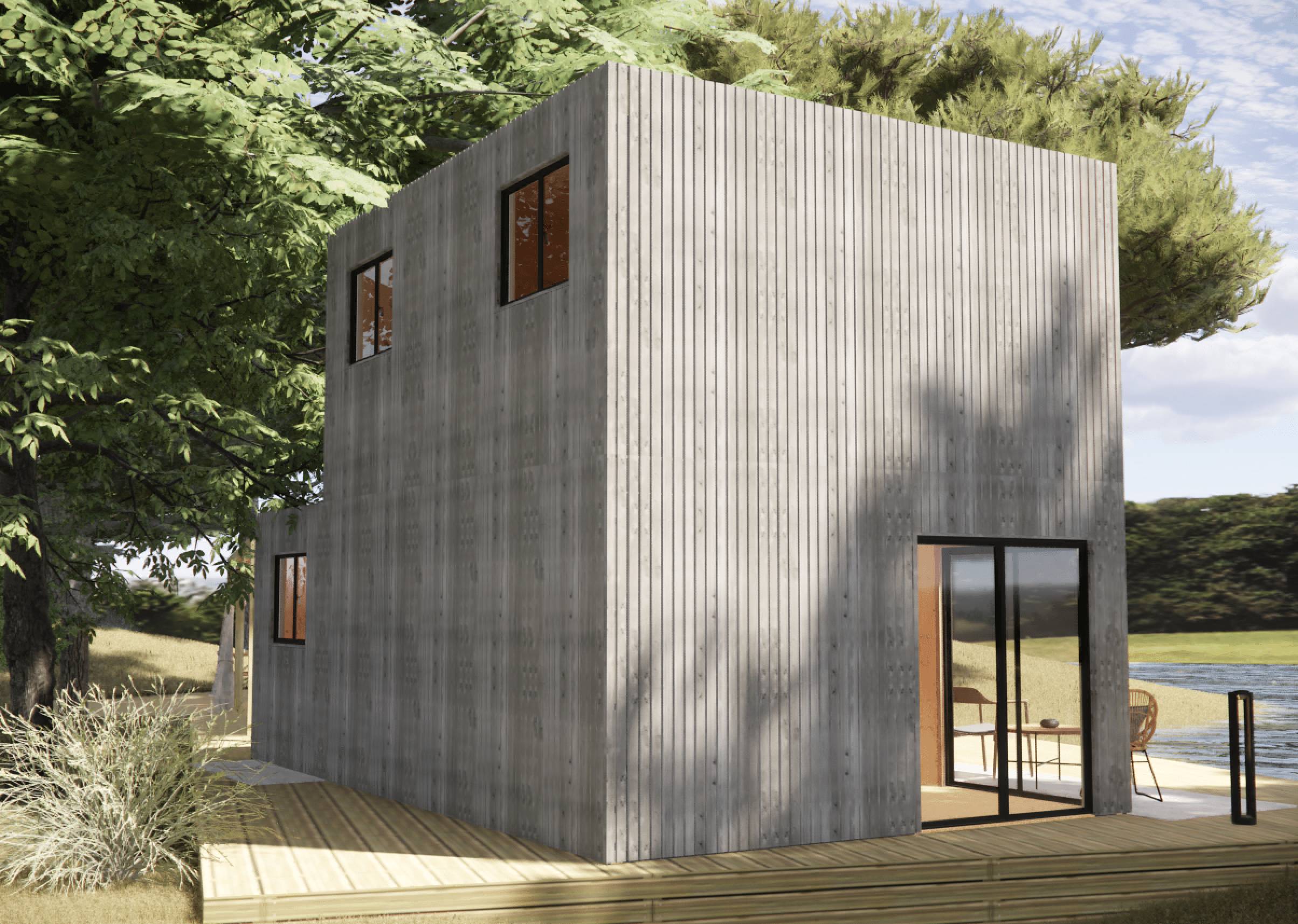 Studio de jardin RE2020 en bois 7,7 x 4,6 x 2,7 m / isolation RE2020 avec plancher isolé avec mezzanine et terrasse - Image 10