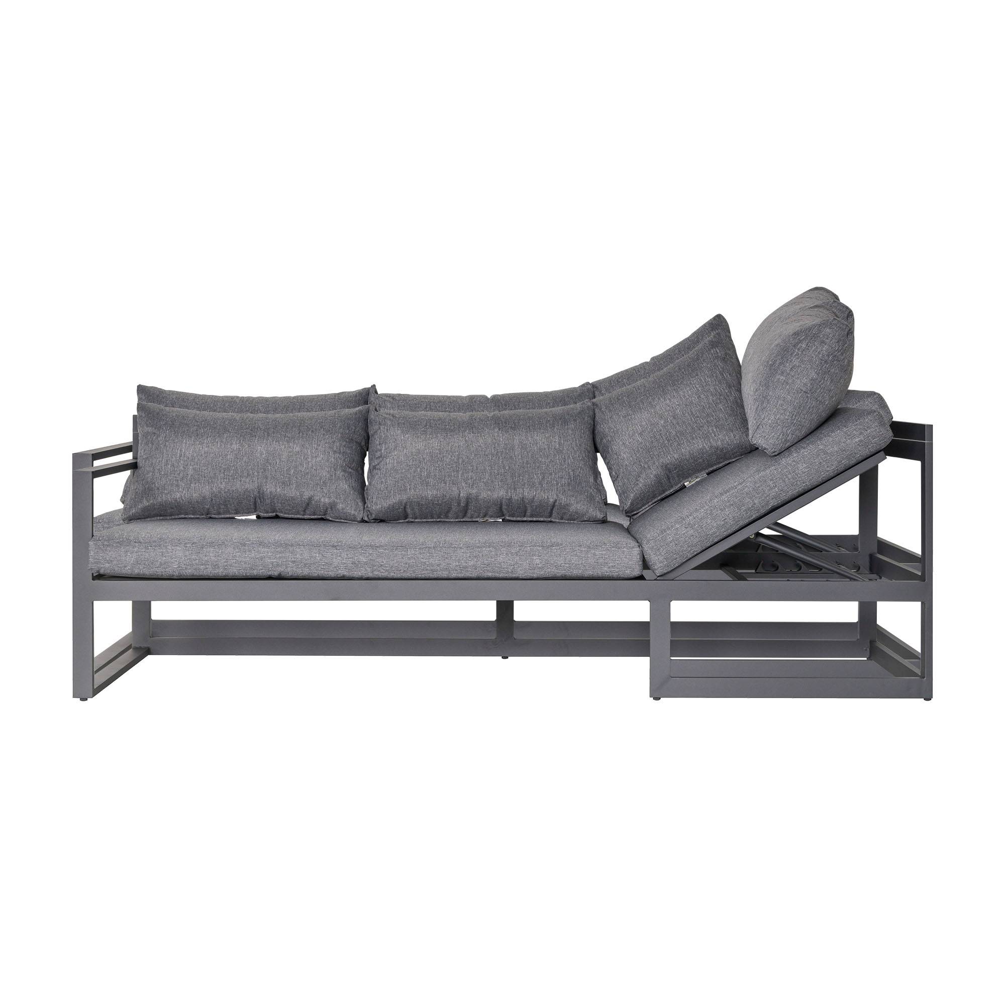 Outsunny - Ensemble salon de jardin d'angle design contemporain style yachting 5 places coussins table basse banquette 3 places réglable alu. gris - Outsunny - Image 4