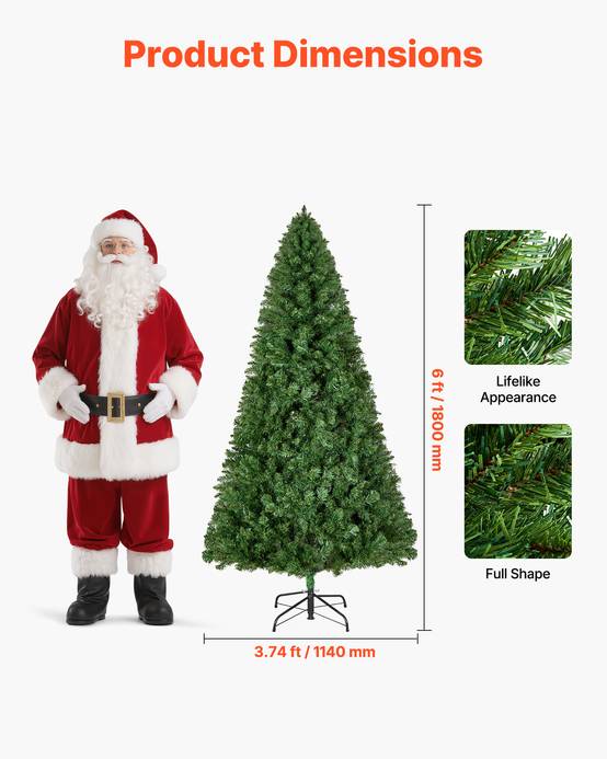 VEVOR Sapin de Noël Artificiel Arbre Décoration 180 cm avec 1250 Branches PVC - Image 2